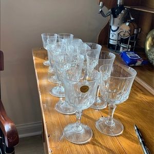Vintage French crystal wine glasses- 12